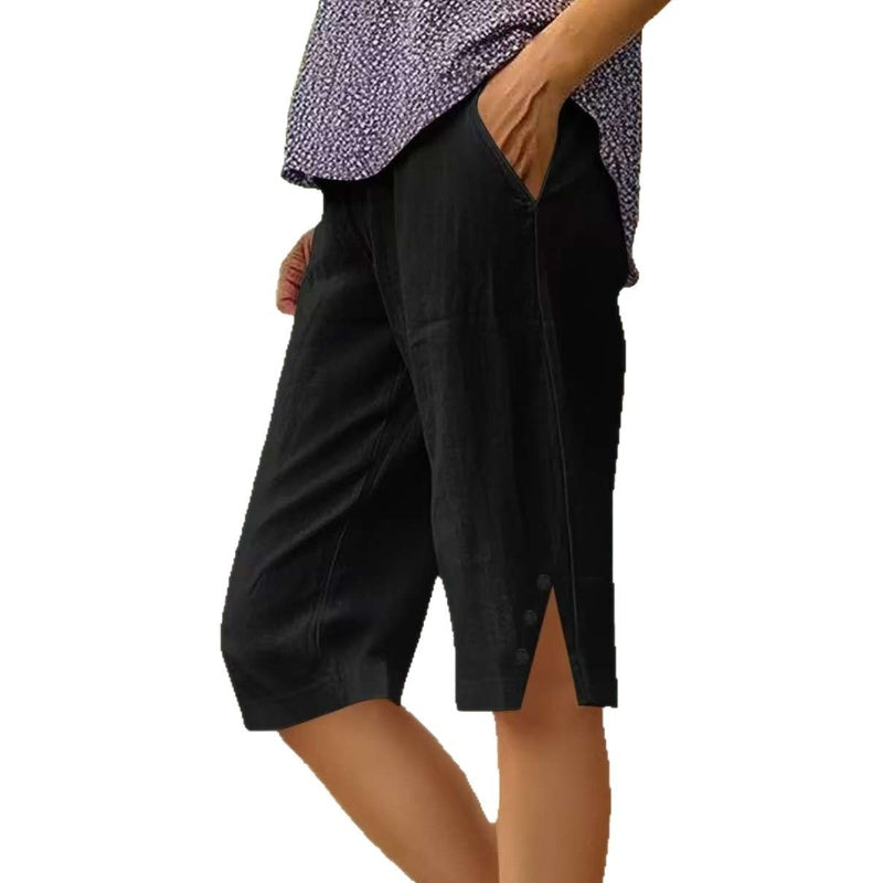 🔥🔥Pantaloni scurți casual din bumbac și in pentru femei-6
