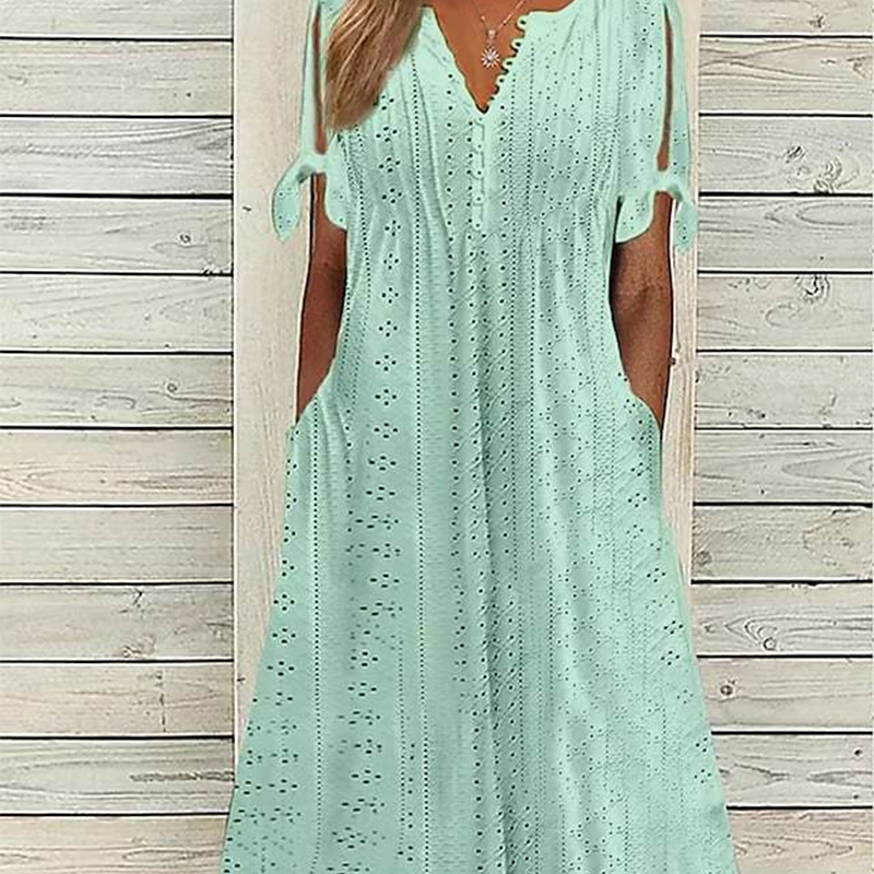💃Rochie elegantă pentru femei, cu decolteu în V și decupaje solide-3