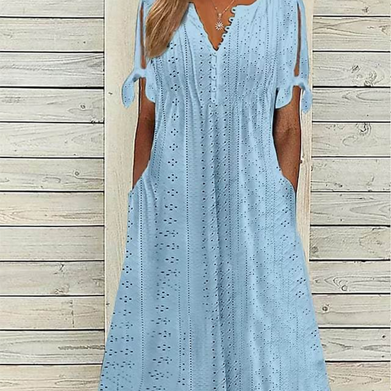 💃Rochie elegantă pentru femei, cu decolteu în V și decupaje solide-9
