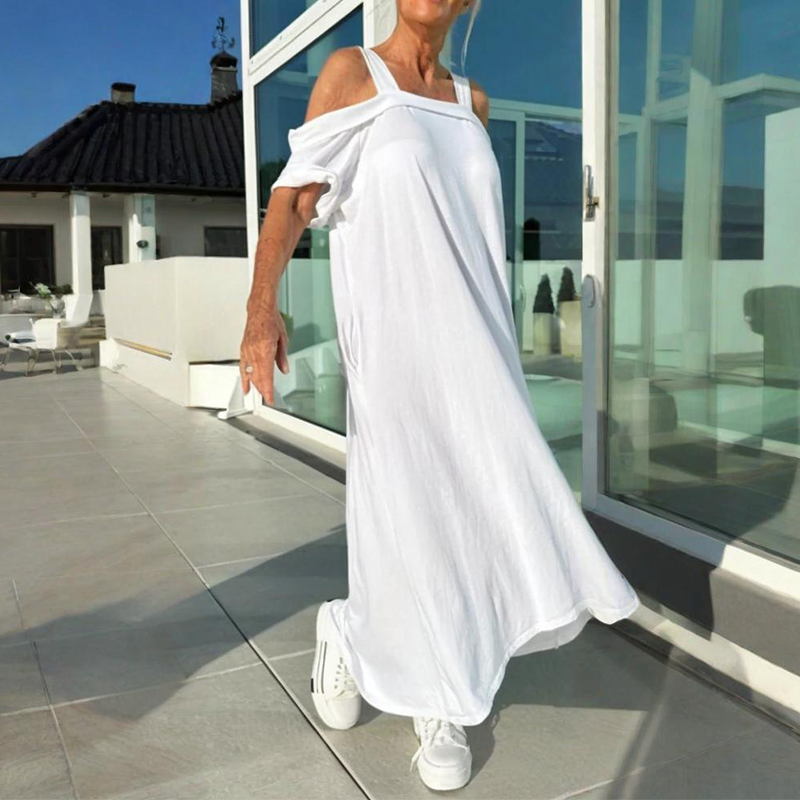 🏖️ Vară Special 🌴 Doamne Casual Off-the-Umeri Rochii lungi-4