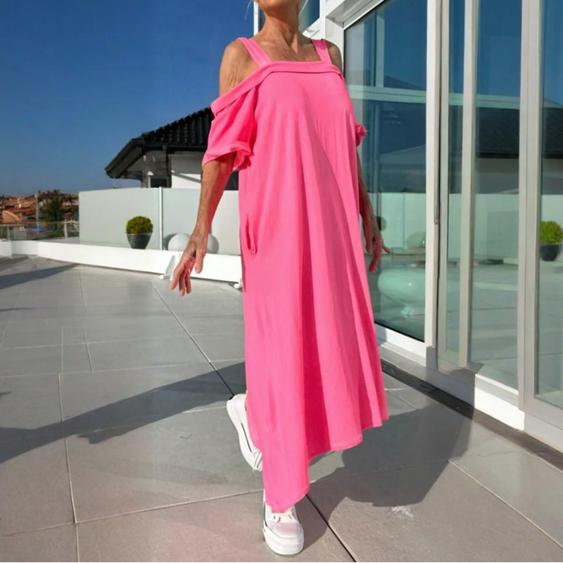 🏖️ Vară Special 🌴 Doamne Casual Off-the-Umeri Rochii lungi-5