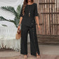💖Top cu tiv neregulat pentru femei și pantaloni cu picior larg, set din două piese-2