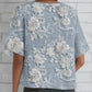 Tricou lejer cu mâneci 3/4 cu imprimeu floral 3D-4