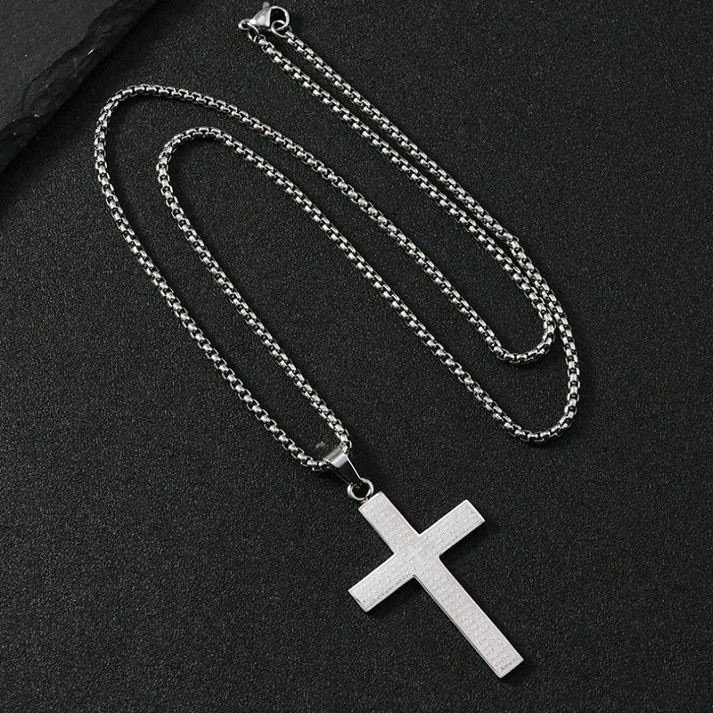 ✝️ Colier unisex cu pandantiv cruce din oțel inoxidabil-2