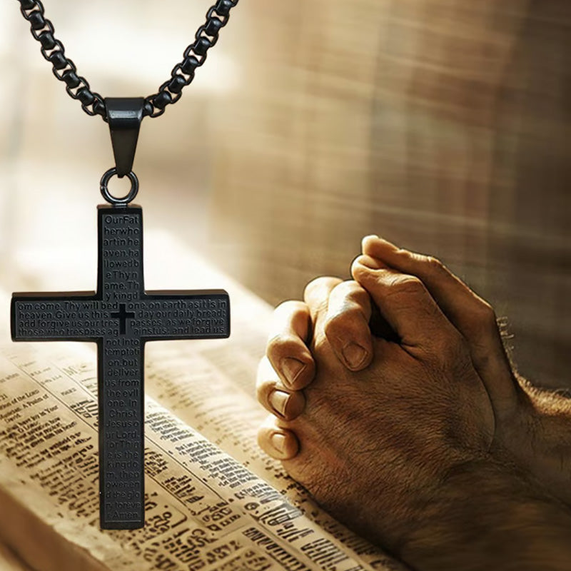 ✝️ Colier unisex cu pandantiv cruce din oțel inoxidabil-1