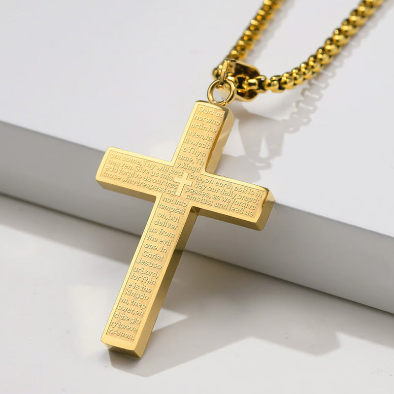 ✝️ Colier unisex cu pandantiv cruce din oțel inoxidabil-4