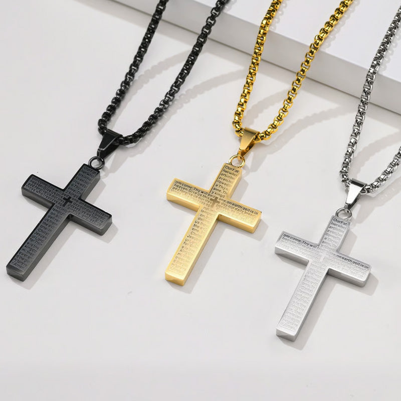 ✝️ Colier unisex cu pandantiv cruce din oțel inoxidabil-6