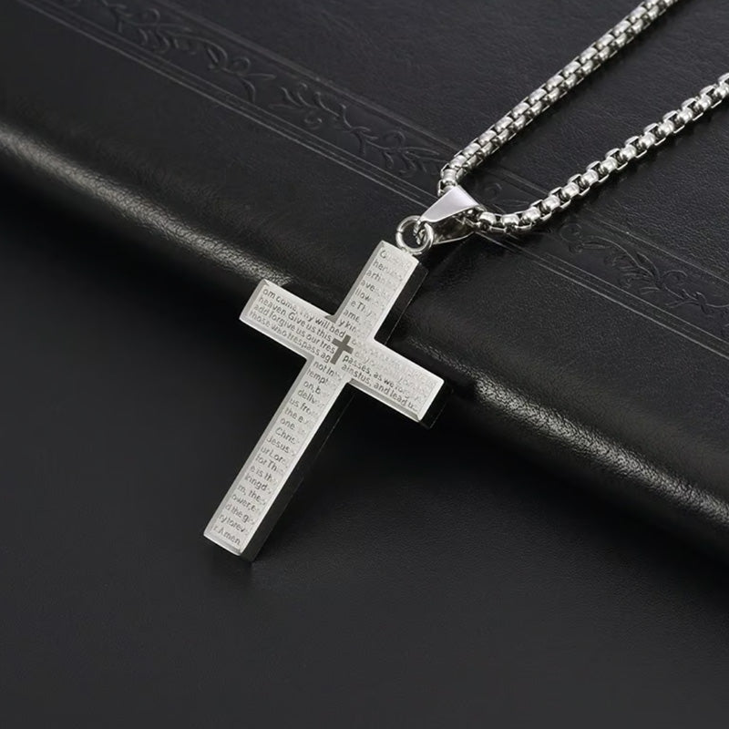 ✝️ Colier unisex cu pandantiv cruce din oțel inoxidabil-8