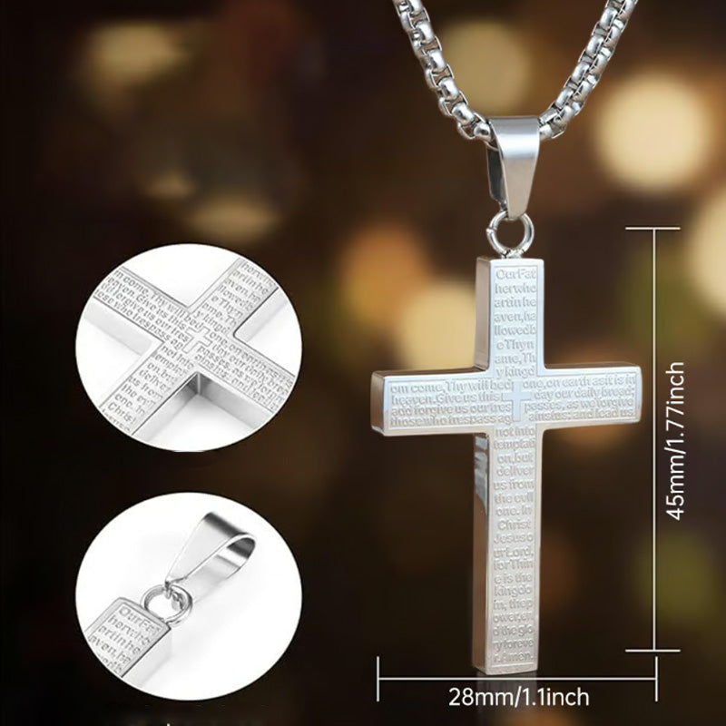 ✝️ Colier unisex cu pandantiv cruce din oțel inoxidabil-7