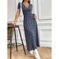 Rochie maxi casual cu decolteu V cu model floral pentru femei-2