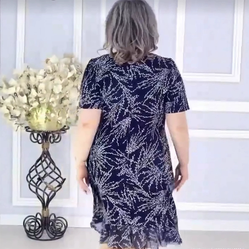 💞Rochie midi cu gât rotund imprimat-4
