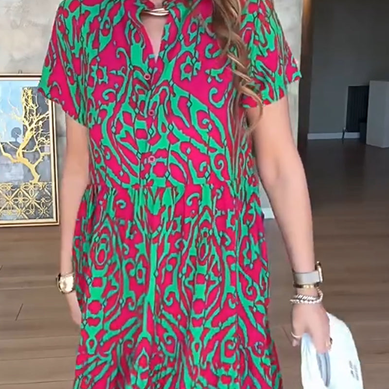 💃Rochie lungă casual pentru femei, cu imprimeu și croi în A-7