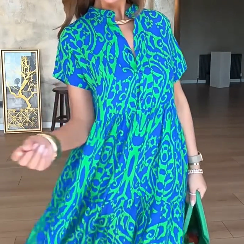 💃Rochie lungă casual pentru femei, cu imprimeu și croi în A-8