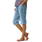 Pantaloni scurți casual din bumbac și in pentru femei-7