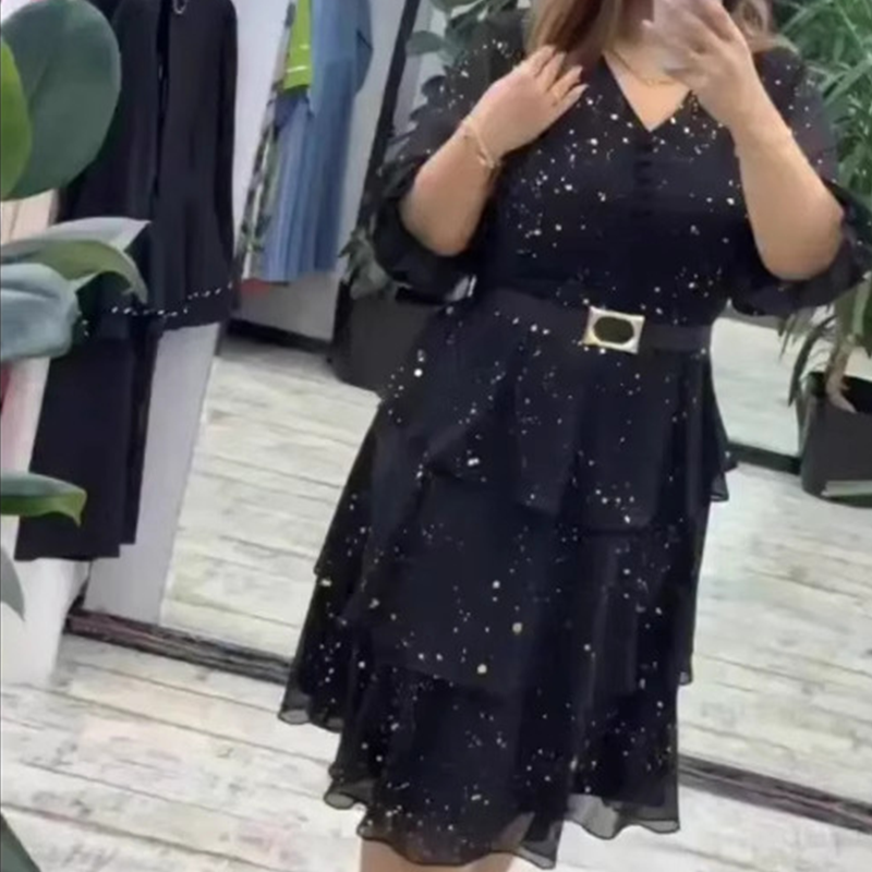 Rochie Pentru Femei Cu Lungime Până La Genunchi Și Decolteu În V-2