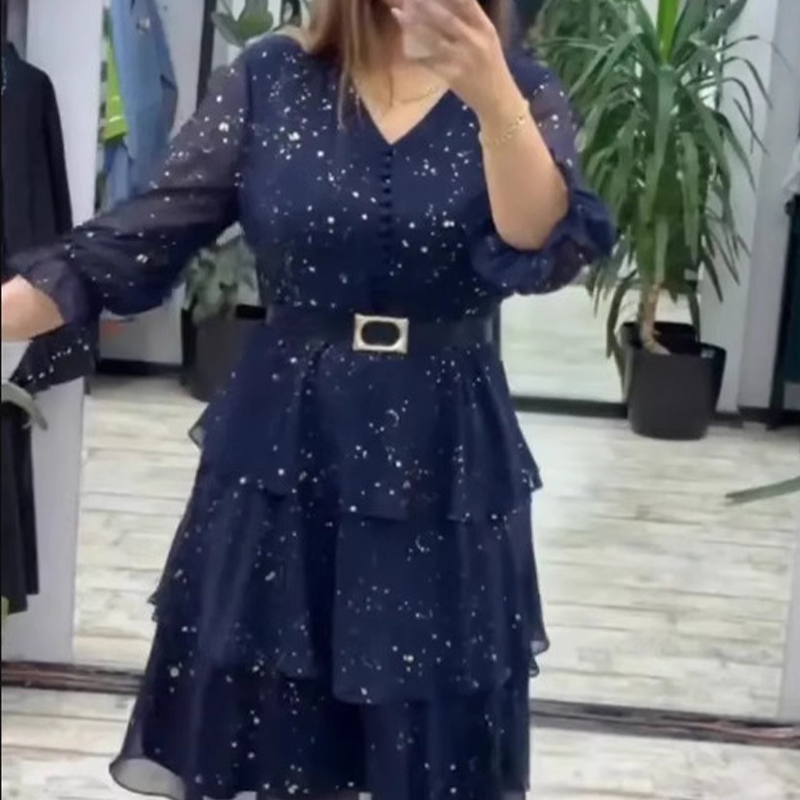 Rochie Pentru Femei Cu Lungime Până La Genunchi Și Decolteu În V-1