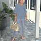 👗 Set pantaloni imprimați și top cu gât rotund-2