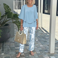 👗 Set pantaloni imprimați și top cu gât rotund-1
