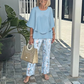 👗 Set pantaloni imprimați și top cu gât rotund-5