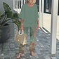 👗 Set pantaloni imprimați și top cu gât rotund-4