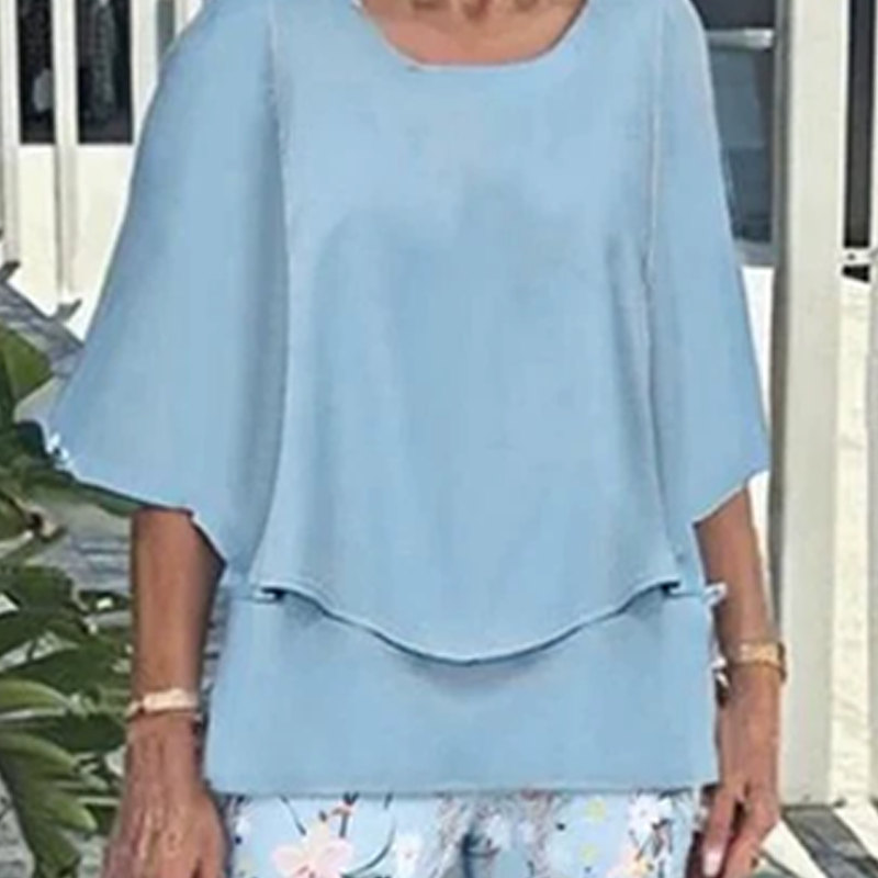 👗 Set pantaloni imprimați și top cu gât rotund-6