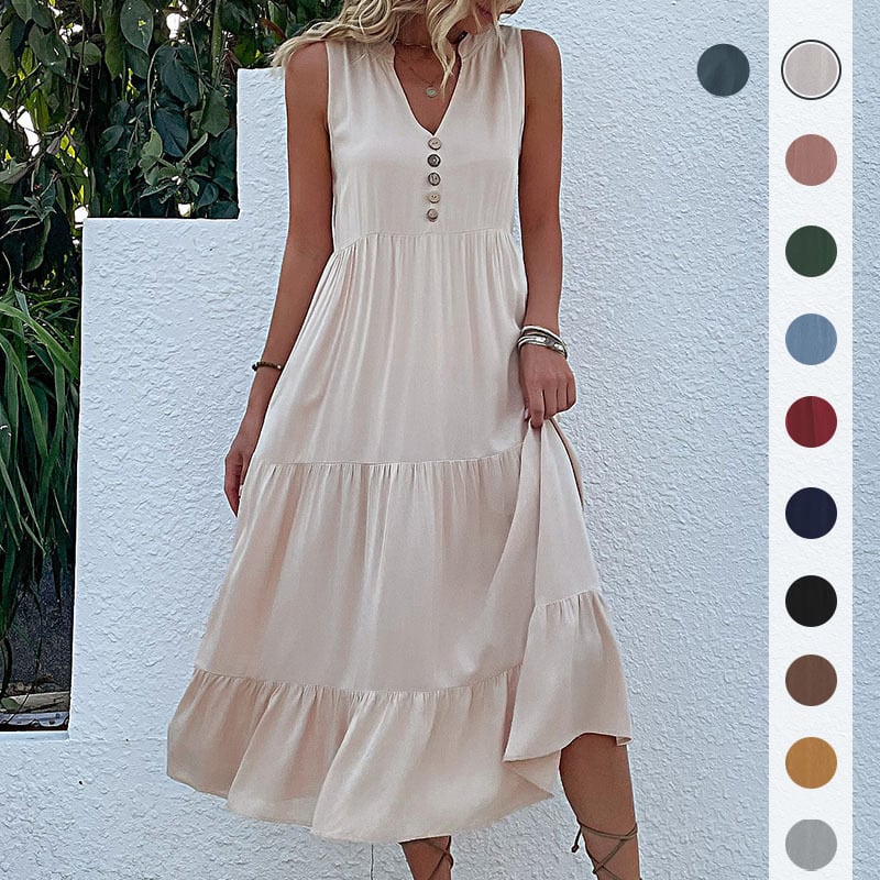 Rochie modernă cu nasturi în față-2