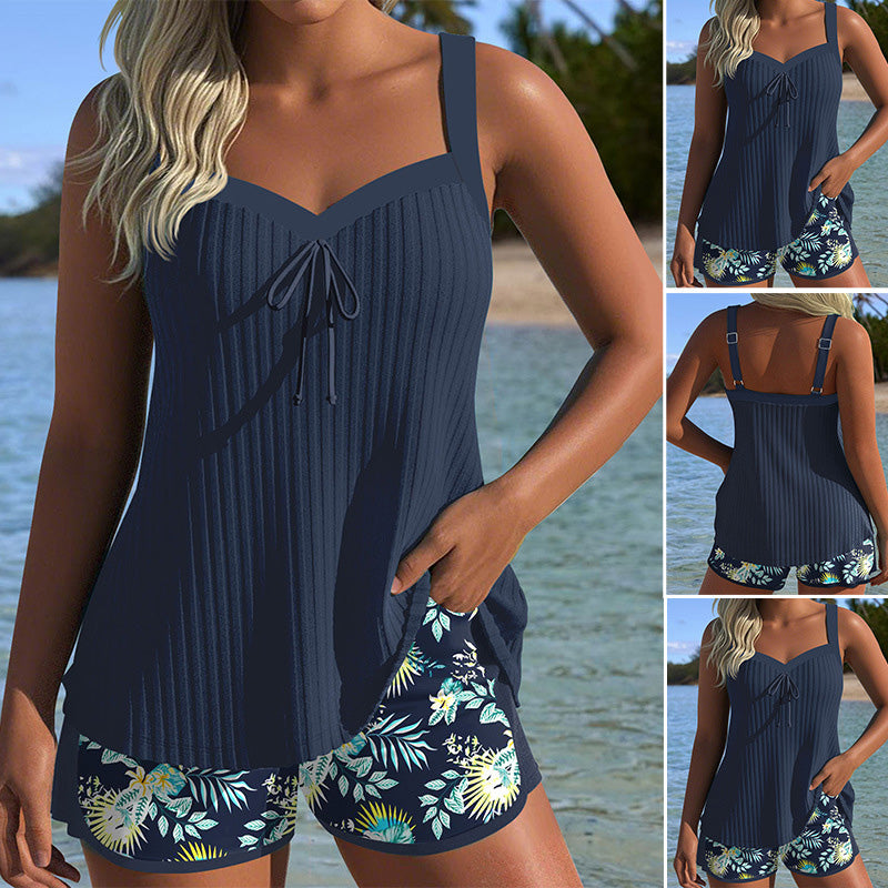 💖 Bluză de baie cu imprimeu și pantaloni scurți🩱-2