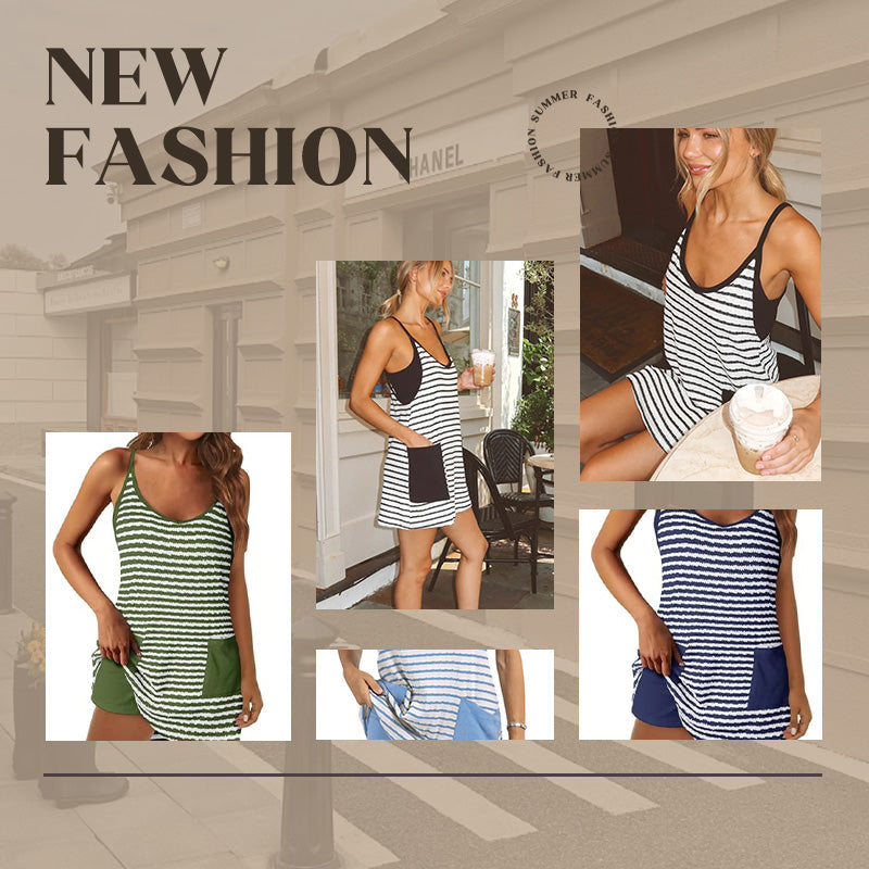 🎁 Rochie de vară fără mâneci pentru femei cu pantaloni scurți-1