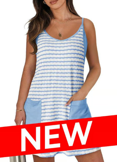 🎁 Rochie de vară fără mâneci pentru femei cu pantaloni scurți-2