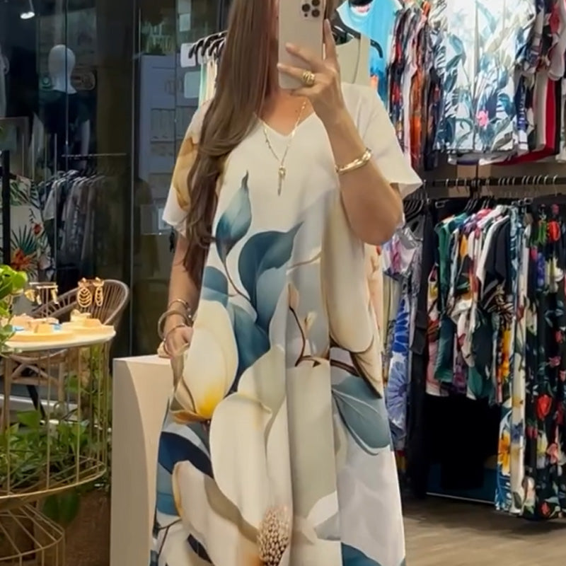 👗 Rochie cu mânecă scurtă imprimată-4