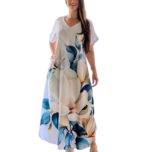👗 Rochie cu mânecă scurtă imprimată-6