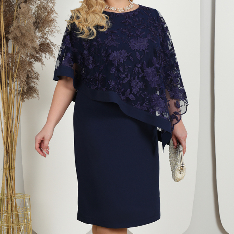 Rochie Poncho din dantelă florală-6
