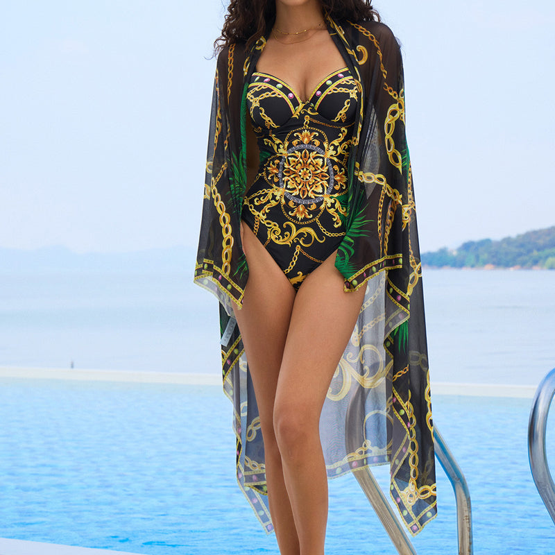 🩱Costum de baie dintr-o singură piesă și fustă pentru femei🌊-3