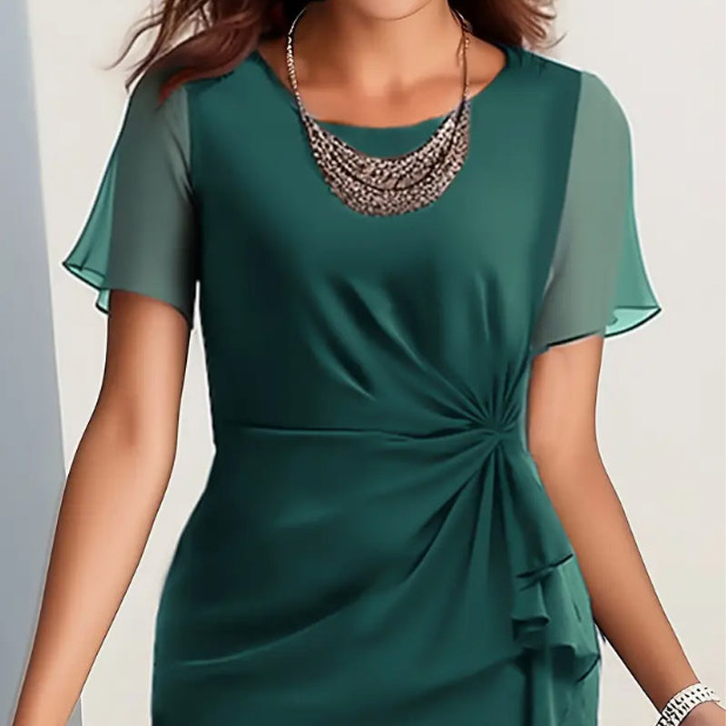 👗 Rochie elegantă, de culoare solidă, pentru femei-11