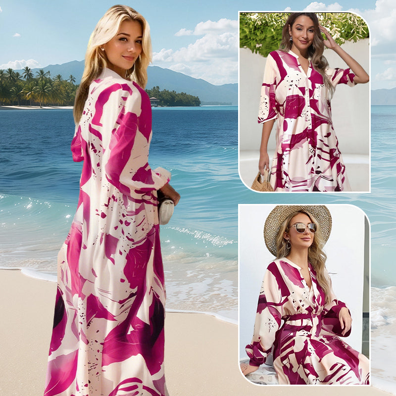 🌸Rochie maxi cu decolteu floral în V pentru femei-6