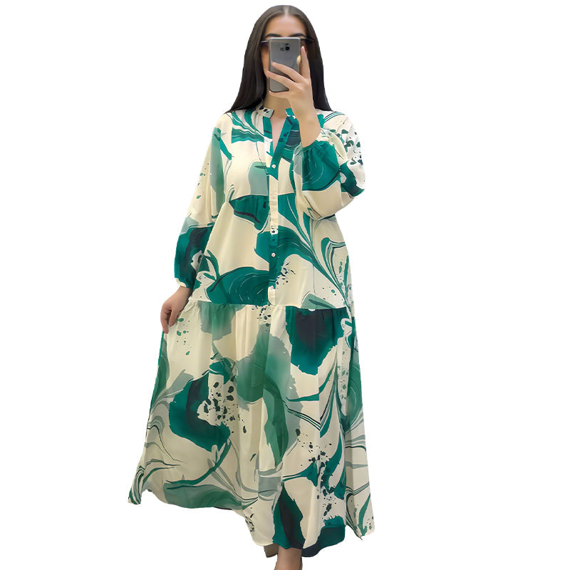 🌸Rochie maxi cu decolteu floral în V pentru femei-4