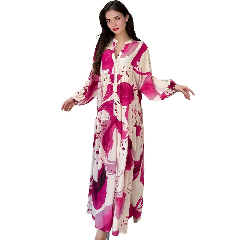 🌸Rochie maxi cu decolteu floral în V pentru femei-5
