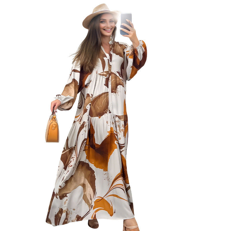 🌸Rochie maxi cu decolteu floral în V pentru femei-3