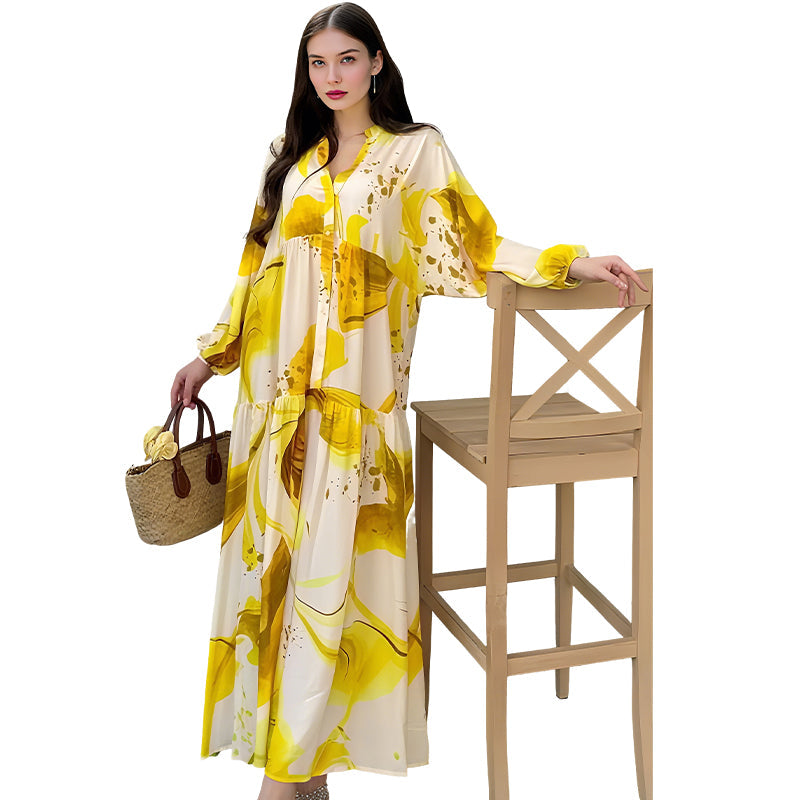 🌸Rochie maxi cu decolteu floral în V pentru femei-2
