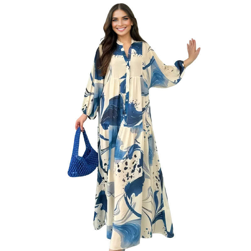 🌸Rochie maxi cu decolteu floral în V pentru femei-1