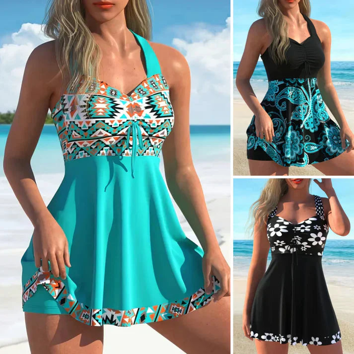 👙Costum de baie separabil cu top cu bretele și pantaloni scurți mulati