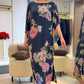 Rochie lungă elegantă, cu guler rotund și imprimeu-3