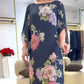 Rochie lungă elegantă, cu guler rotund și imprimeu-2