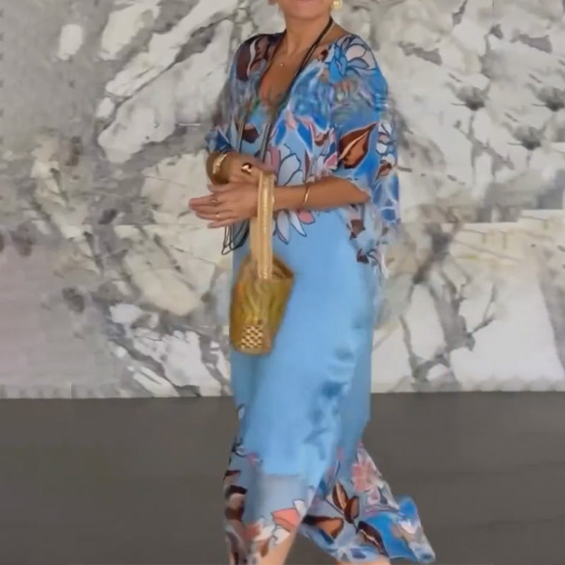 Rochie maxi imprimată pentru femei-4