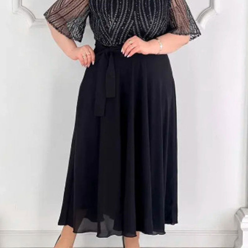 Rochie neagră cu guler rotund-4
