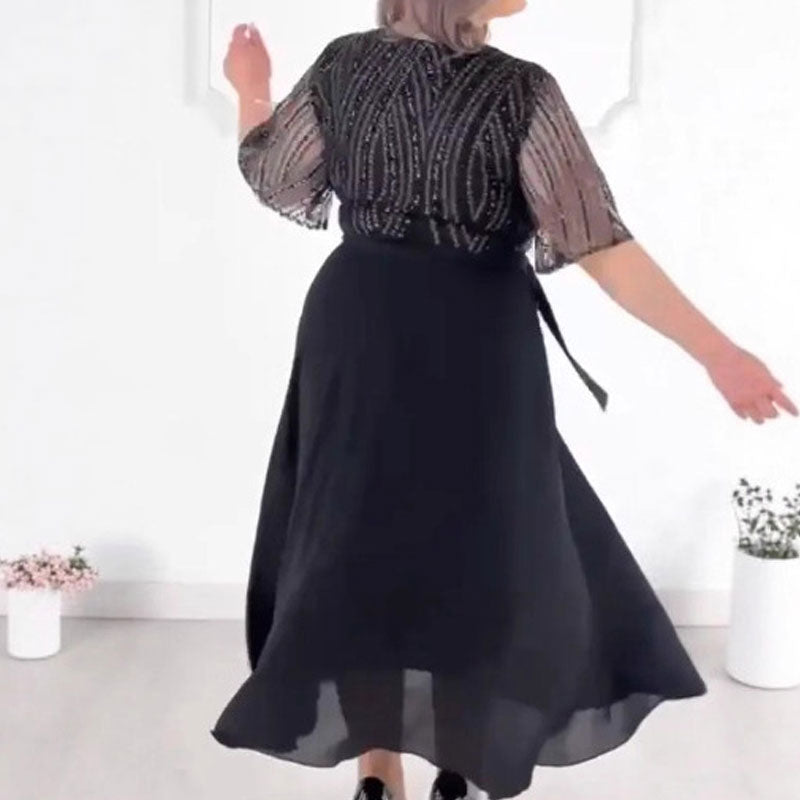 Rochie neagră cu guler rotund-3