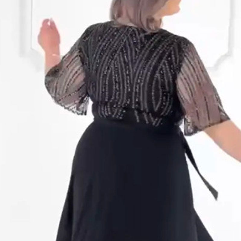 Rochie neagră cu guler rotund-5