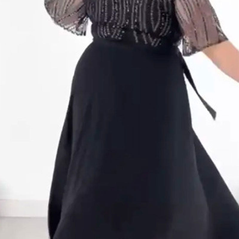 Rochie neagră cu guler rotund-6