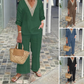 【S-3XL】✨Top cu decolteu în V și pantaloni cu picior lat pentru femei-7