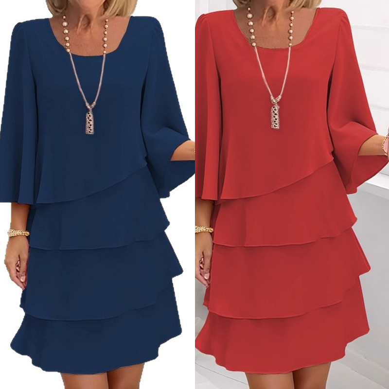 💃Rochie legată pentru femei cu volane și mâneci evazate-6